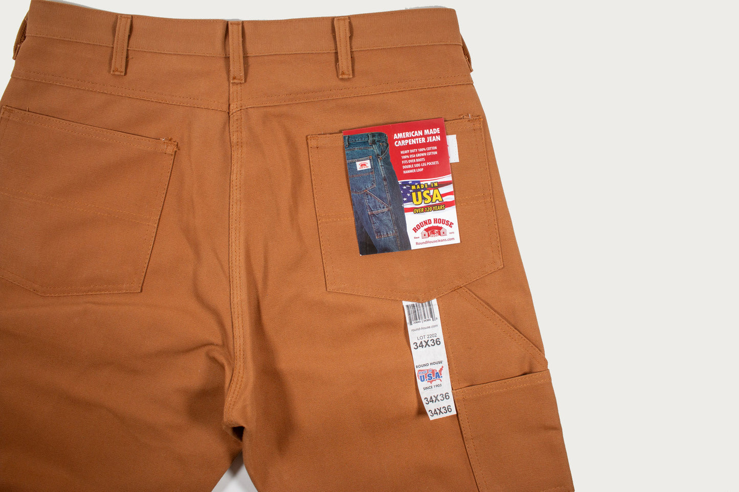 Round House Lot 2202 Double-Knee Duck Canvas Carpenter Pants - Brown